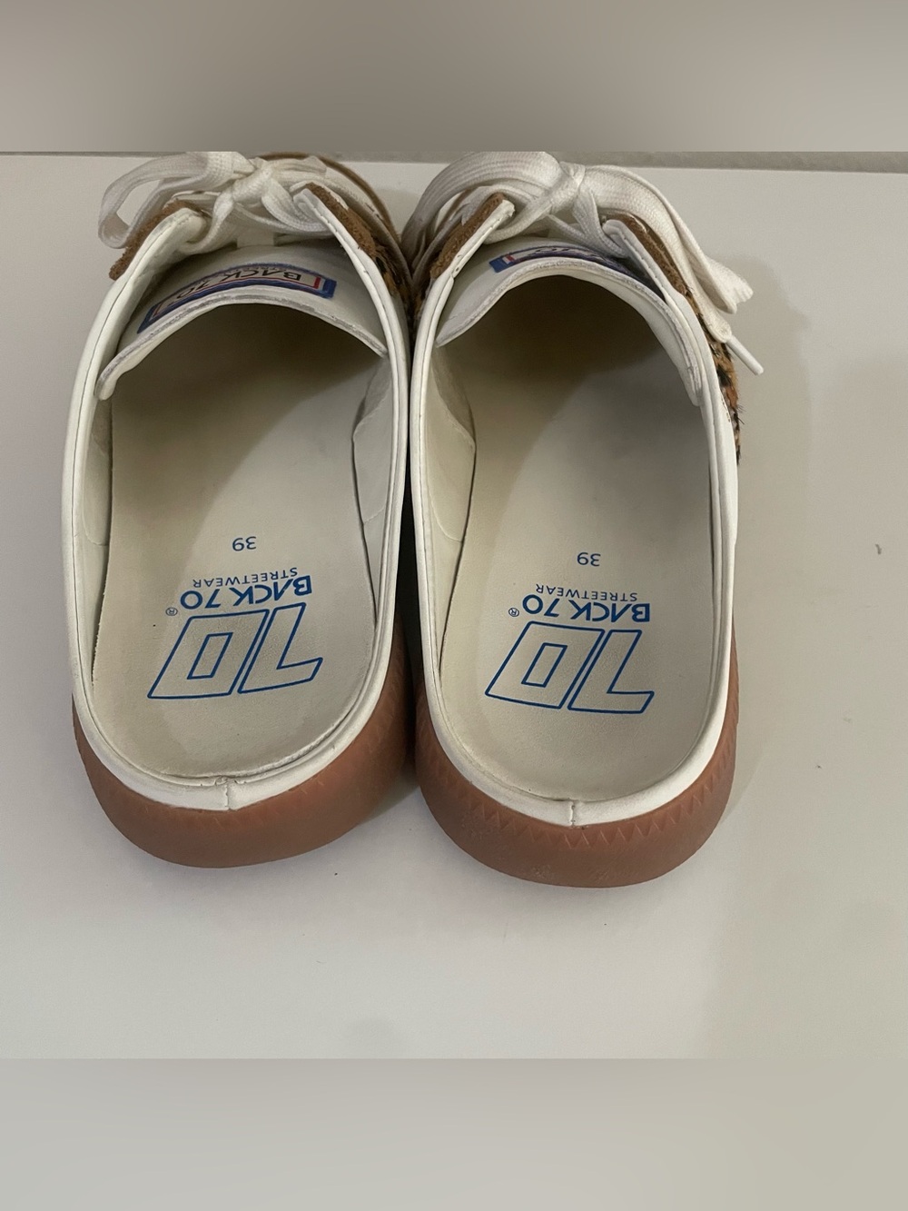Anthropologie Back 70 Easter in White Leopard Backless Sneakers - Picture 9 of 13